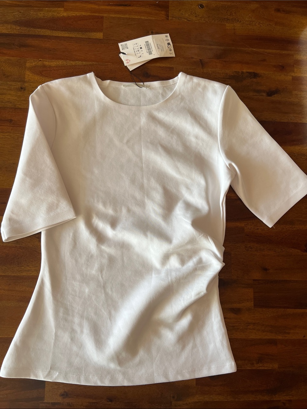 Zara White Short-Sleeve Crewneck Tee